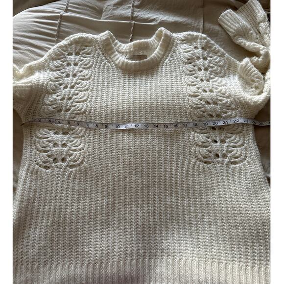 Pilcro Anthropologie Devenne Pointelle Knitted Pullover Small Ivory Sweater‎ - Picture 5 of 8